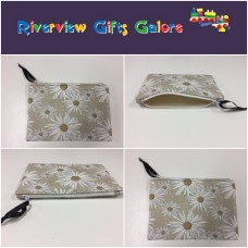 Zip Clutch / Purse / Bag / Pouch - Daisy Taupe Zip Clutch / Purse / Bag / Pouch - Daisy Taupe
